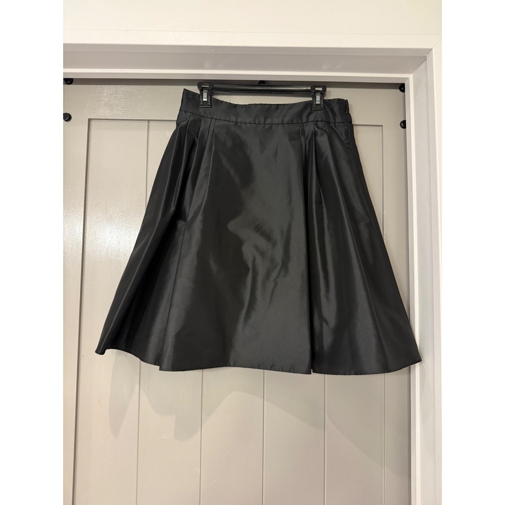 Flores & Flores Black Pleated Taffeta A-Line Skirt with Tulle Lining Size 10